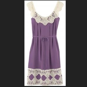 Milly Lace Crochet Lavender Silk Dress